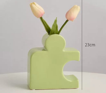 Ceramic Jigsaw Vase Ornaments Household Living Room Decoration Flower Arranger