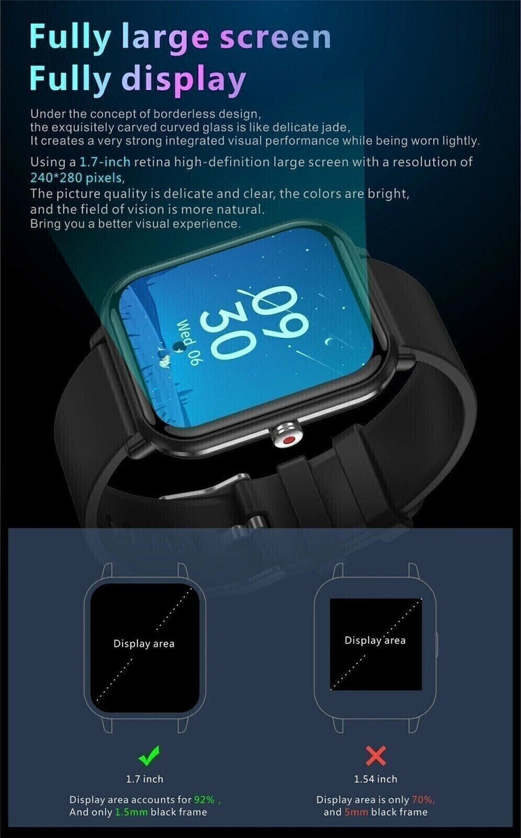 2024 Smart Watch for Men/Women Waterproof Smartwatch Bluetooth Iphone Samsung UK