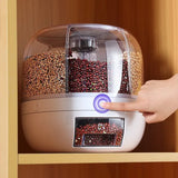 360° Rotating Grain Dispenser Grain Storage Box Transparent Sealed Jar Circular Kitchen Rice Bucket Insectproof Rice Tank