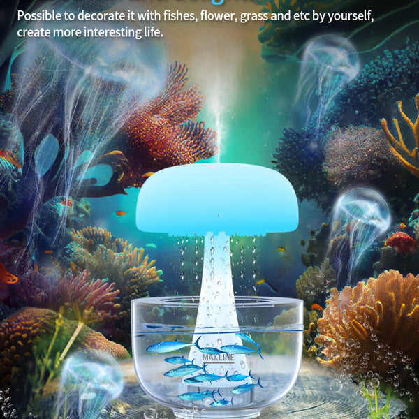 Jellyfish Raindrop Humidifier Ultrasonic Atomization Seven-color Ambience Light Cloud Rain Aroma Diffuser Home Decor