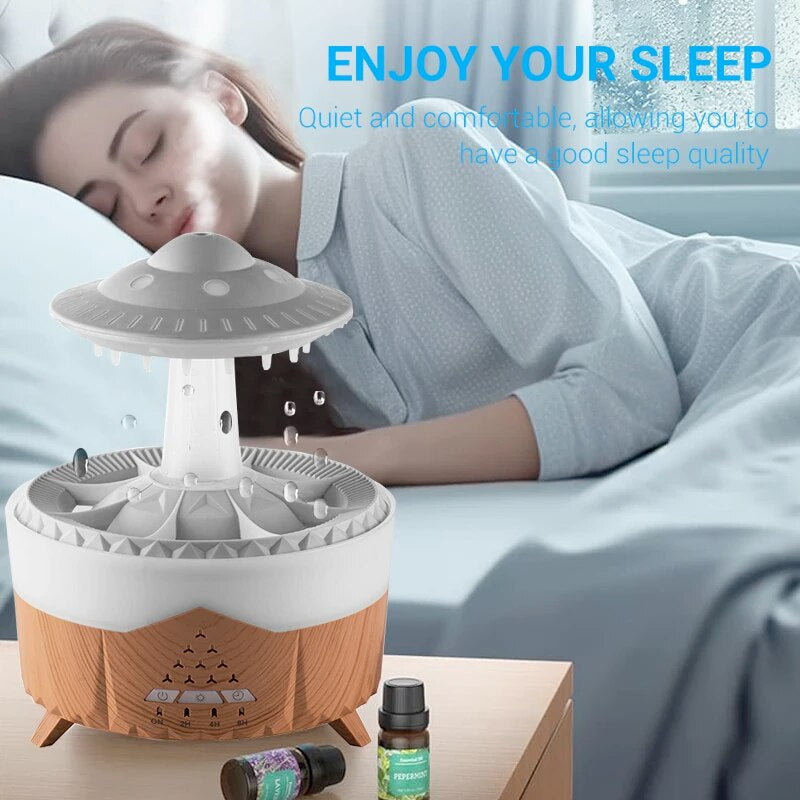 2023 Rain Cloud Humidifier Water Drip with Remote Raindrop Humidifier Rain Cloud Diffuser Mushroon Air Humidifier with Rain Lamp