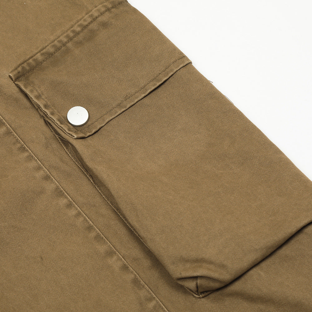 Punk Washed And Worn Loose Straight Cargo Men Trousers