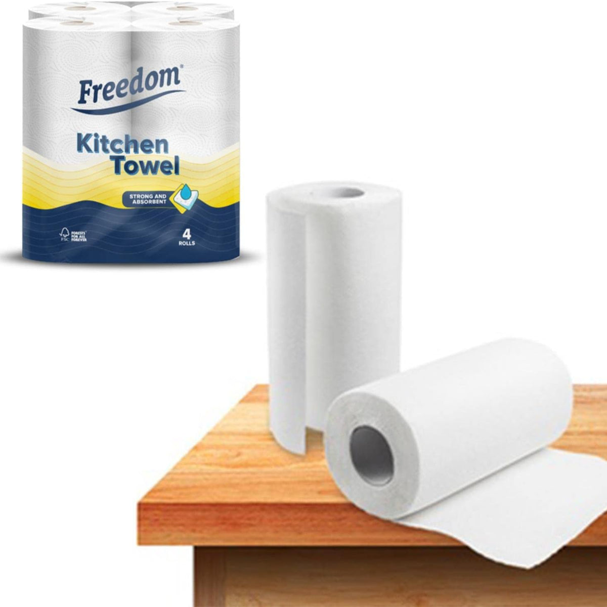 Kitchen Tissue Towel Rolls 6 Packs of 4 Rolls (24 Rolls)