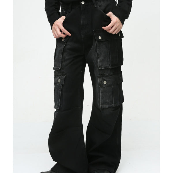 New Niche Retro Multi-pocket Design Tooling Wide Leg Jeans