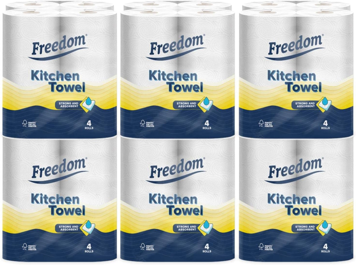 Kitchen Tissue Towel Rolls 6 Packs of 4 Rolls (24 Rolls)