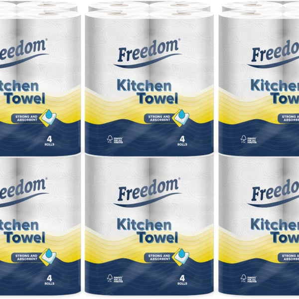 Kitchen Tissue Towel Rolls 6 Packs of 4 Rolls (24 Rolls)