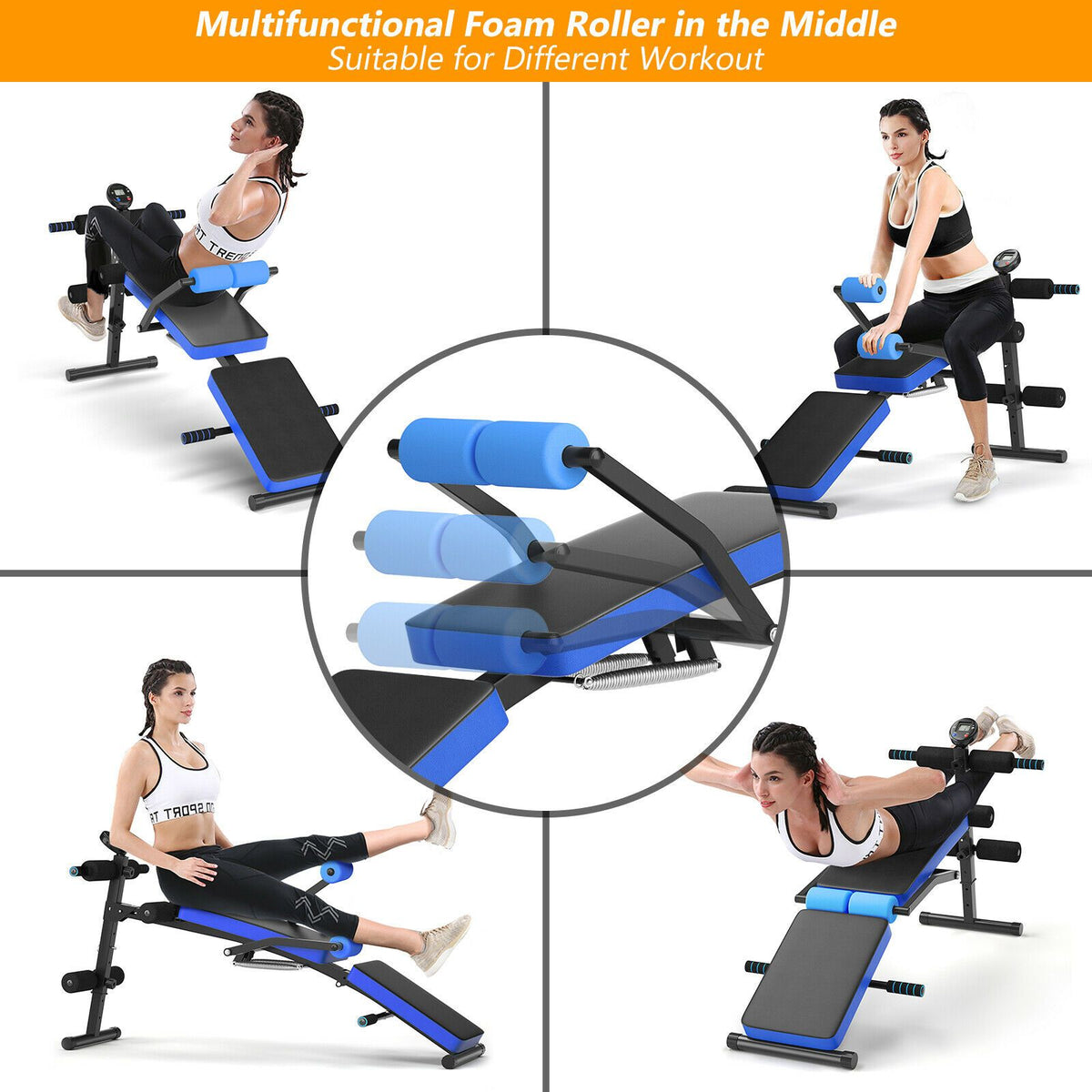 Multi Workout Weight Bench, Foldable, Adjustable with LCD