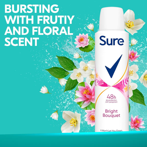 Bright Bouquet Anti-Perspirant Aerosol 48H Protection against Sweat and Odour Motionsense Technology Deodorant 6X 150 Ml