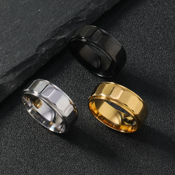 Stainless Steel Ring Fashion Simple 8mm Grinding Polygon