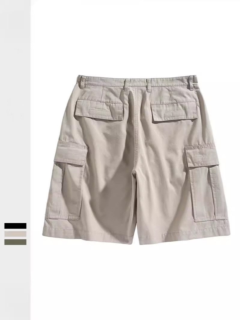 Five-point Workwear Multi-pocket Micro-elastic Straight Casual Men's Shorts