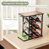 Countertop Wine Rack with Metal Frame and Storage Box for 8 Wine Bottles