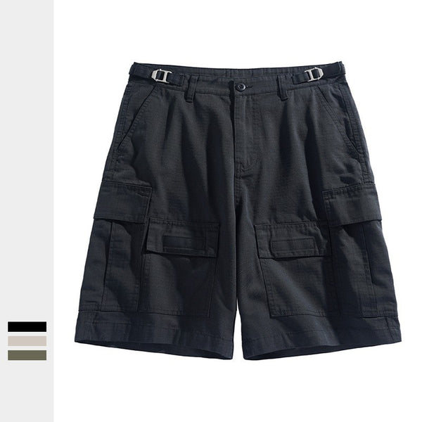 Five-point Workwear Multi-pocket Micro-elastic Straight Casual Men's Shorts