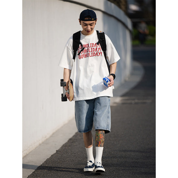 Japanese-style Retro Washed Baggy Denim Shorts