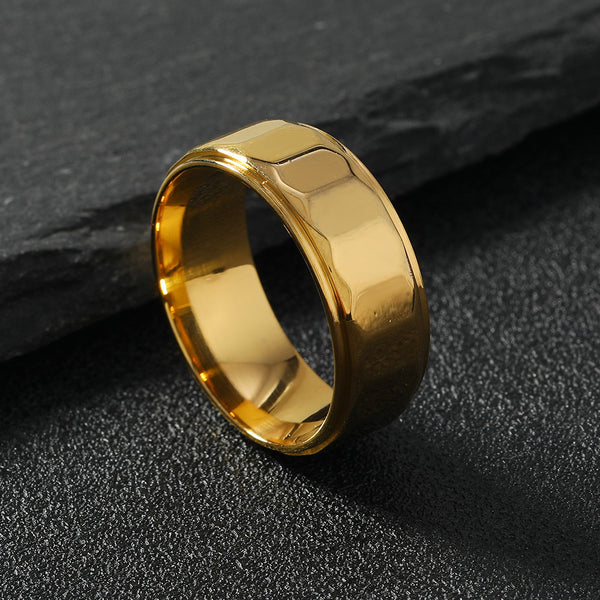 Stainless Steel Ring Fashion Simple 8mm Grinding Polygon