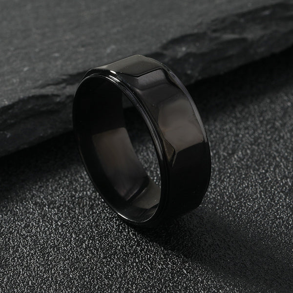 Stainless Steel Ring Fashion Simple 8mm Grinding Polygon