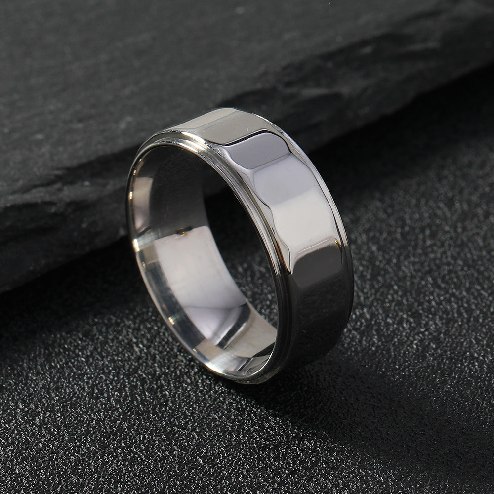 Stainless Steel Ring Fashion Simple 8mm Grinding Polygon