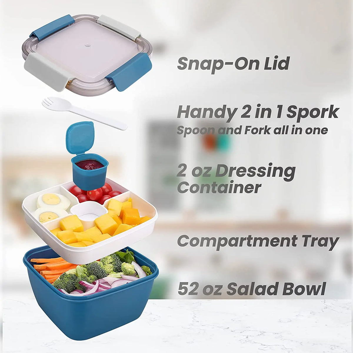 1100Ml 1500Ml Portable Lunch Box Container 2 Layer Grid Salad Bowl Bento Boxes Salad Bowls Lunch Box Lunch Container for Food