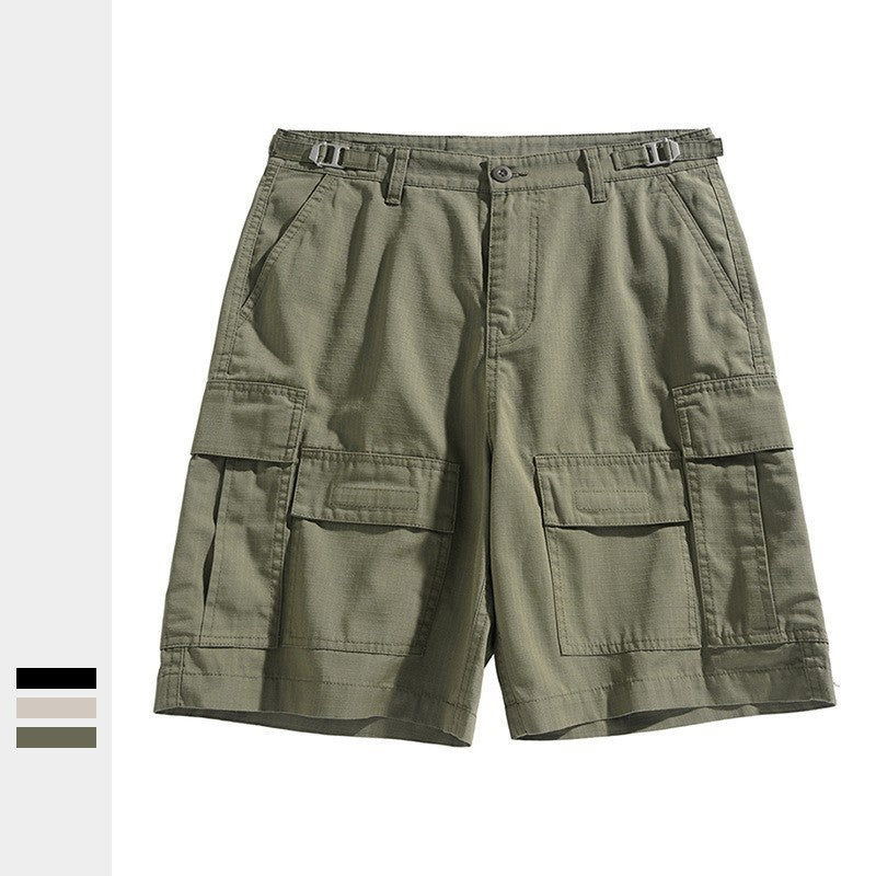 Five-point Workwear Multi-pocket Micro-elastic Straight Casual Men's Shorts