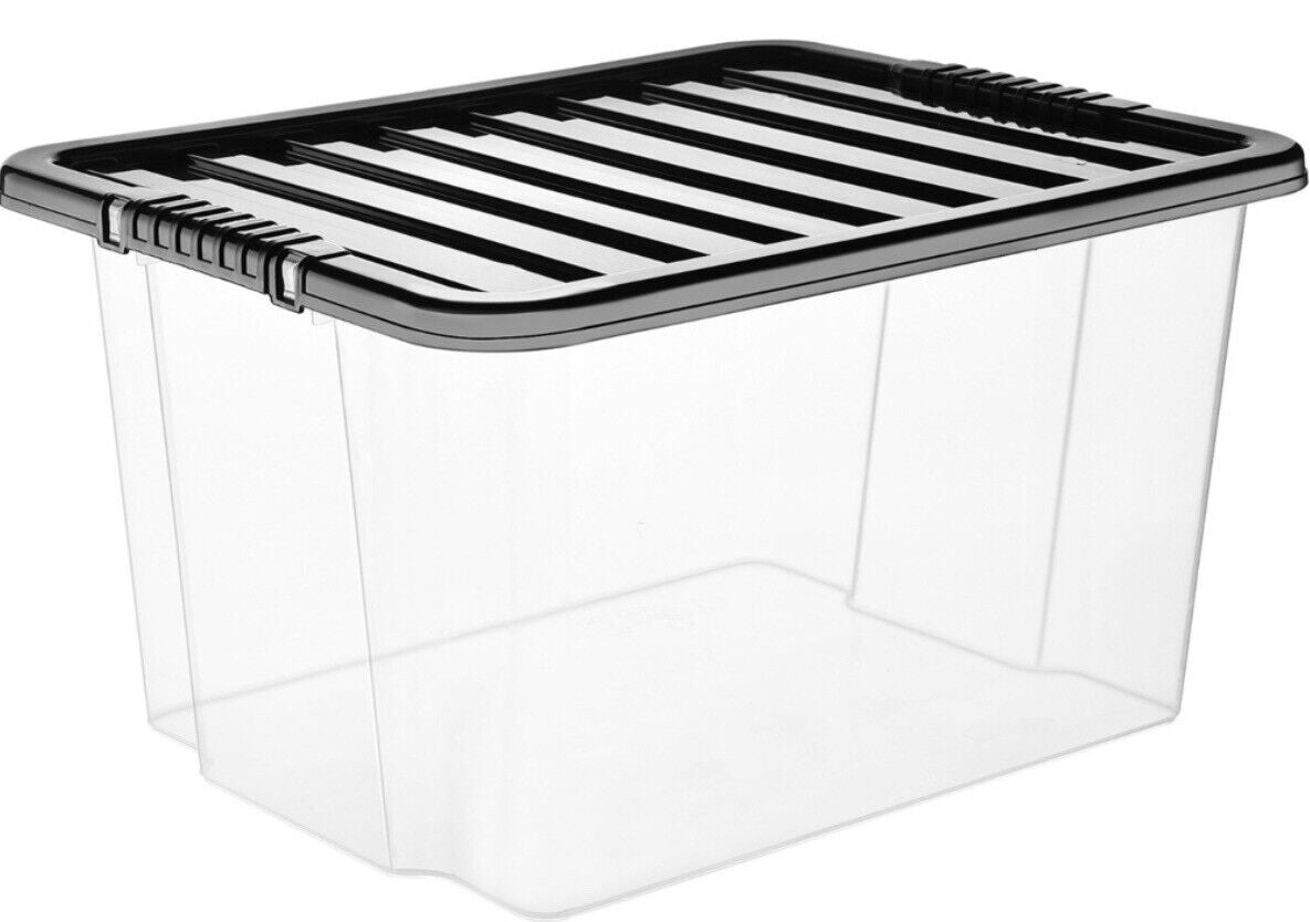 Quality Plastic Storage Boxes Clear Box with Lids Home Office Stackable UK Made