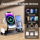 5 in 1 Magnetic Wireless Charger Stand LED Light for Iphone 15 14 13 Pro Max Apple Watch 8 7 Airpods Fast Charging Dock Station