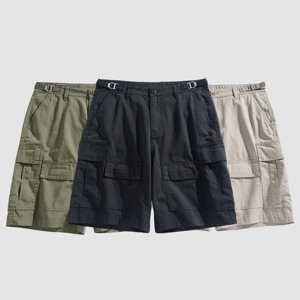 Five-point Workwear Multi-pocket Micro-elastic Straight Casual Men's Shorts