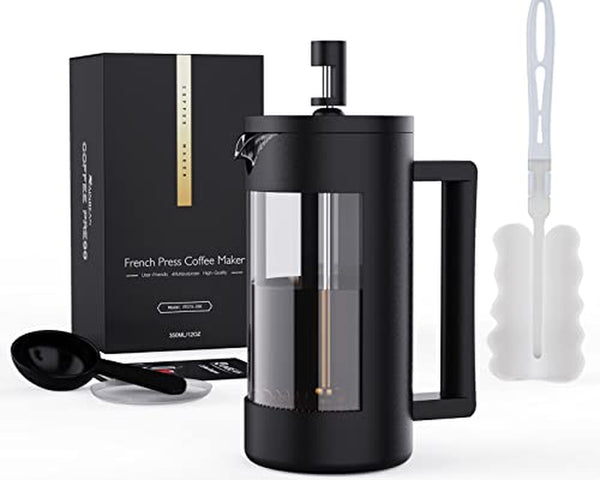 French Press Coffee Maker, Camping Plastic Glass French Coffee Press, Medium Size Tea and Frothed Milk Press,100 Percent BPA Free Prensa Francesa, Rust-Free and Dishwasher Safe,12 Oz & 21 Oz