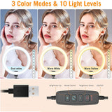 14'' LED Selfie Ring Light with 1.7M Tripod Stand Cell Phone Holder Makeup Live