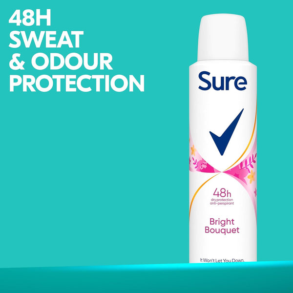 Bright Bouquet Anti-Perspirant Aerosol 48H Protection against Sweat and Odour Motionsense Technology Deodorant 6X 150 Ml