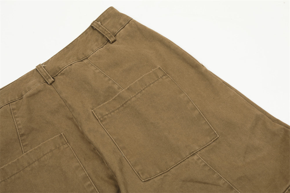 Punk Washed And Worn Loose Straight Cargo Men Trousers