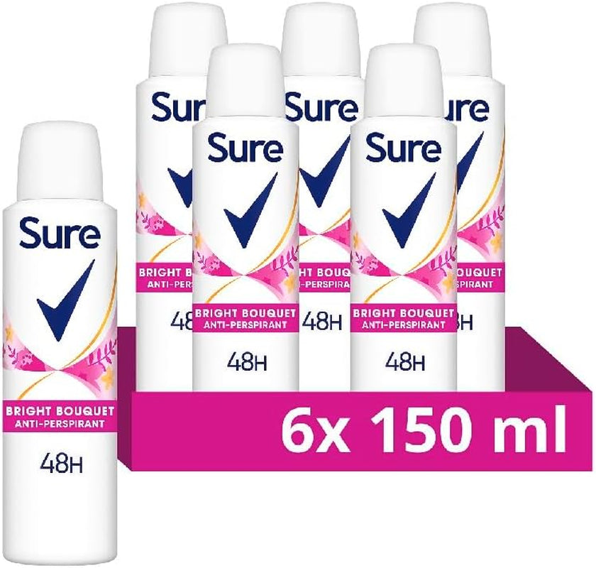 Bright Bouquet Anti-Perspirant Aerosol 48H Protection against Sweat and Odour Motionsense Technology Deodorant 6X 150 Ml