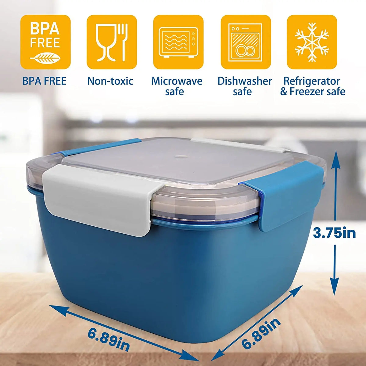 1100Ml 1500Ml Portable Lunch Box Container 2 Layer Grid Salad Bowl Bento Boxes Salad Bowls Lunch Box Lunch Container for Food