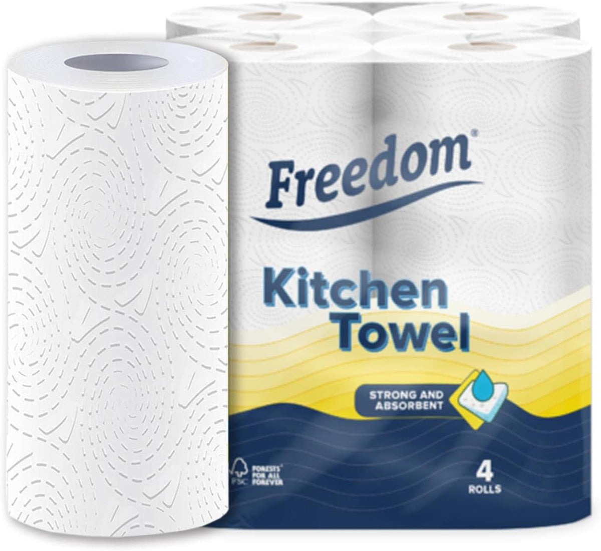 Kitchen Tissue Towel Rolls 6 Packs of 4 Rolls (24 Rolls)