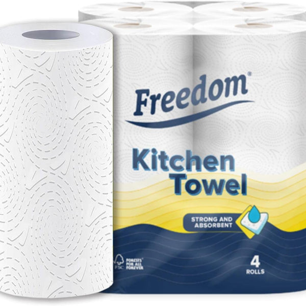 Kitchen Tissue Towel Rolls 6 Packs of 4 Rolls (24 Rolls)