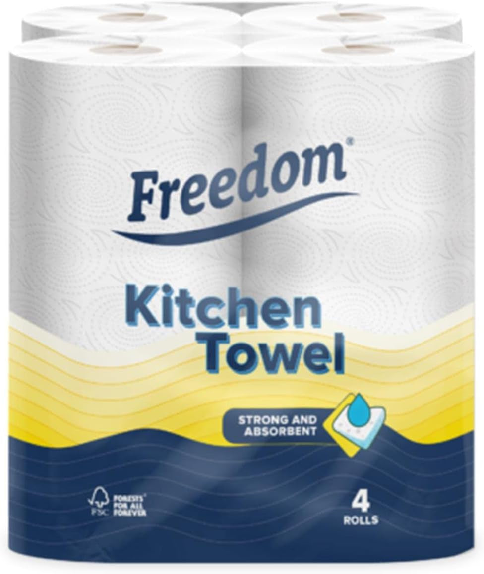 Kitchen Tissue Towel Rolls 6 Packs of 4 Rolls (24 Rolls)