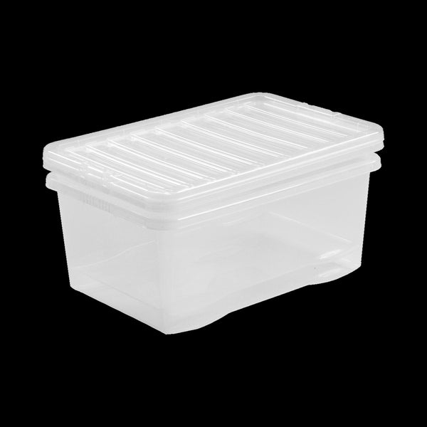 45 Litres Clear Crystal Plastic Large Storage Box with Lid Home Office UK Made