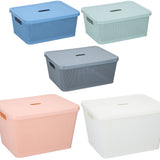 Small Large Plastic Storage Box with Lid Kitchen Home Office Basket Container