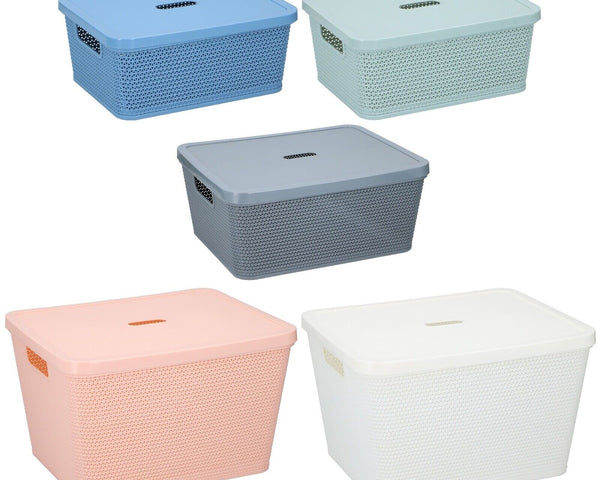 Small Large Plastic Storage Box with Lid Kitchen Home Office Basket Container