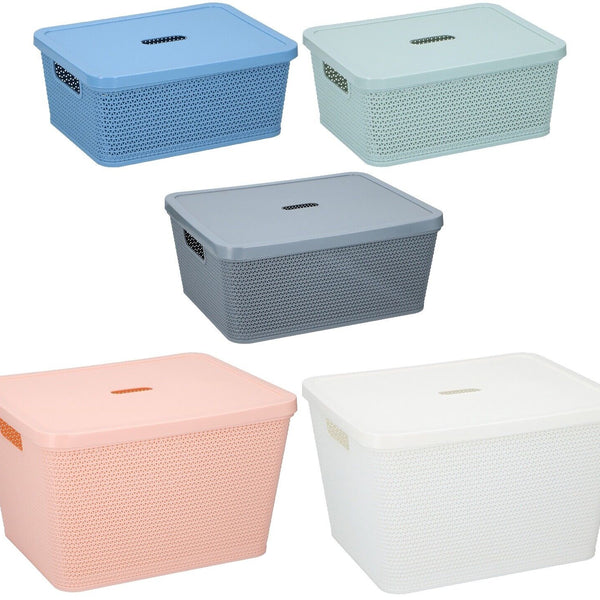 Small Large Plastic Storage Box with Lid Kitchen Home Office Basket Container