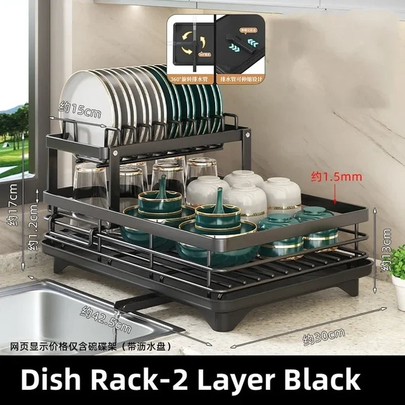  Dish Drying Rack with Storage for Bowls, Knives, and more