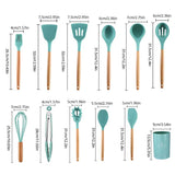 12Pcs/Set High Temperature Resistant and Non Stick Pot Spatula Spoon with Storage Bucket