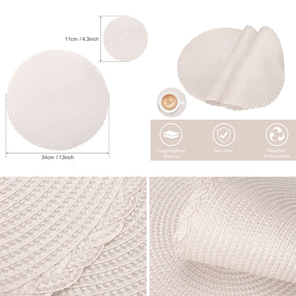 Woven Heat-Resistant Mats with Coasters - 6pcs