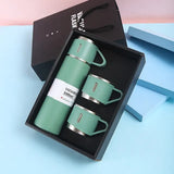 3Pcs/Set Double-Layer 304 Stainless Steel Insulated Portable Water Bottle with Three Lids