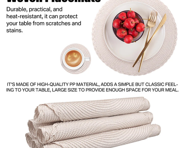 Woven Heat-Resistant Mats with Coasters - 6pcs