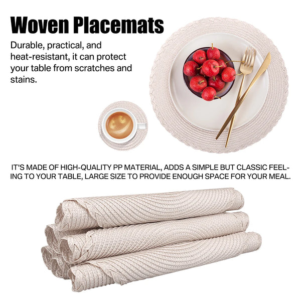 Woven Heat-Resistant Mats with Coasters - 6pcs