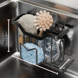 Stainless Steel Sink Caddy with Brush Holder and Drain Tray