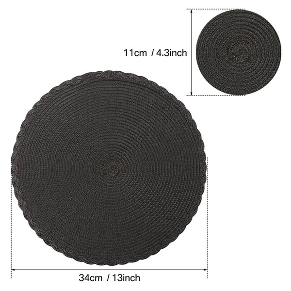 Woven Heat-Resistant Mats with Coasters - 6pcs