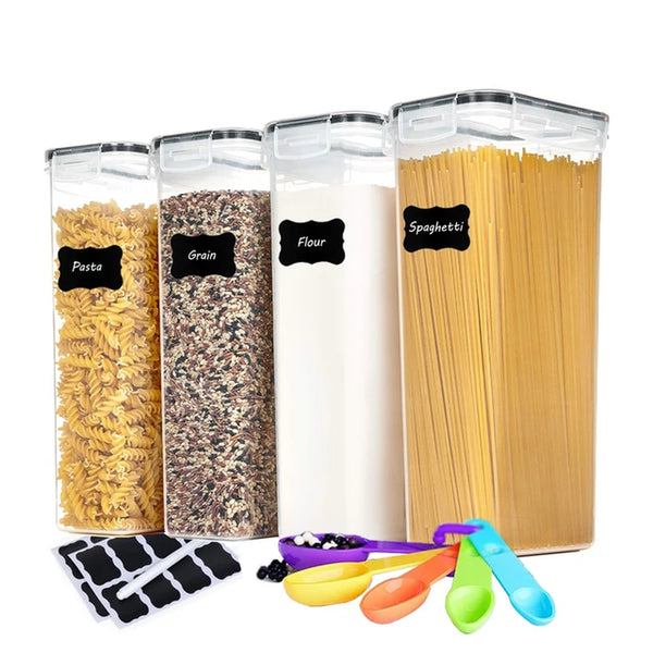 Compact Spaghetti and Cereal Dispenser Set - 2.8L Capacity, 4 Containers - Kitchen Storage Solution