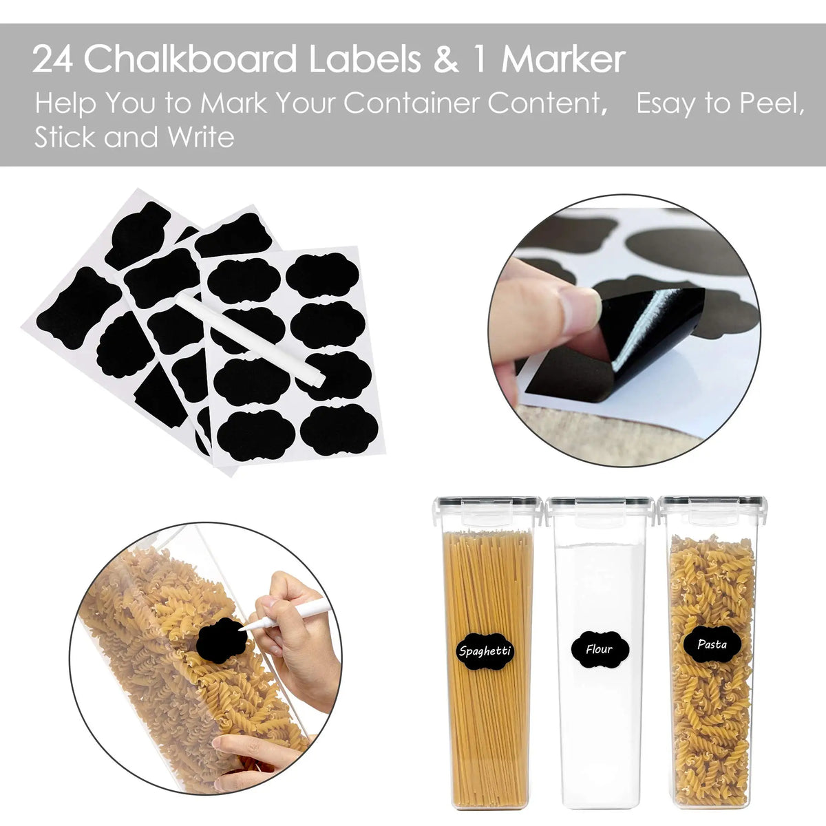 Compact Spaghetti and Cereal Dispenser Set - 2.8L Capacity, 4 Containers - Kitchen Storage Solution