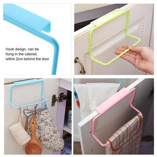 1Pcs Plastic Hanging Holder Multifunction Towel Rack Cupboard Cabinet Door Back Home Storage Organizer Kitchen Accessories