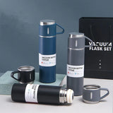3Pcs/Set Double-Layer 304 Stainless Steel Insulated Portable Water Bottle with Three Lids